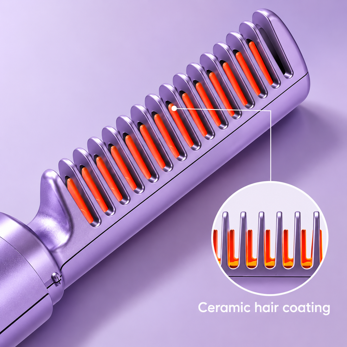 2-in-1 Rechargeable Mini Hair Straightener Brush & Curler (Purple)
