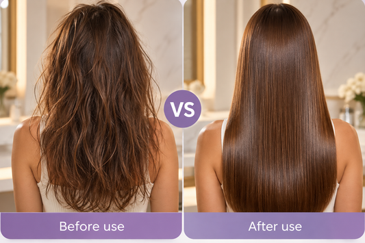 Mini Plancha De Pelo Recargable 2 En 1 Cepillo y Rizador Morada