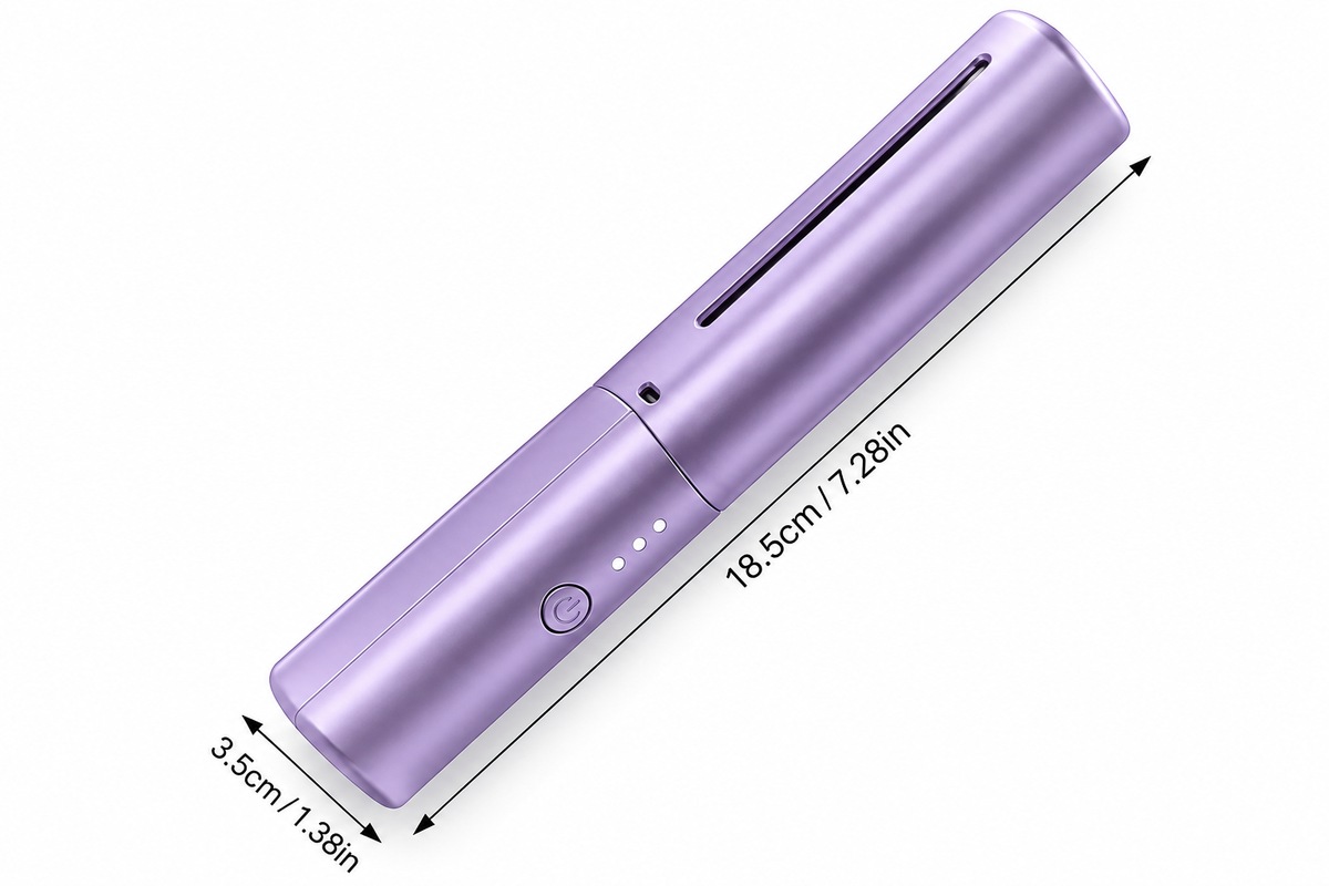 2-in-1 Rechargeable Mini Hair Straightener Brush & Curler (Purple)